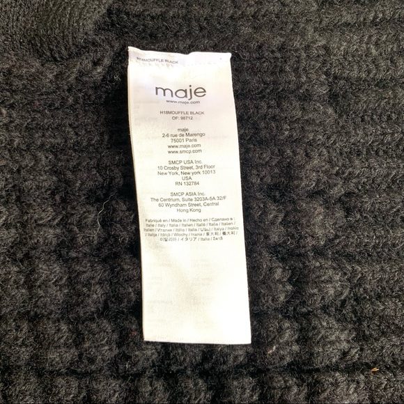 Maje Mouffle Wool Cable Knit Chunky Black Long Cardigan - Picture 13 of 16